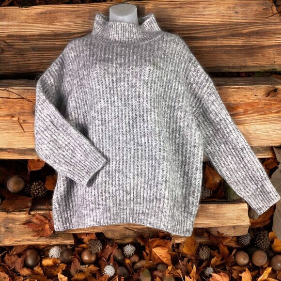 FRNCH Women's Neola Oversized Mock Neck Sweater grey M/L MSRP $94 - Picture 1 of 10